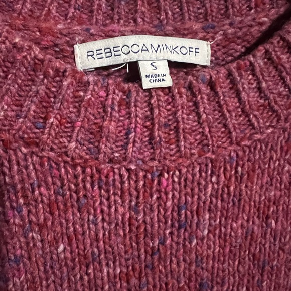 Rebecca Minkoff Fuchsia Red Knit Open Shoulder Long Sleeve Sweater Top Small - Picture 3 of 8